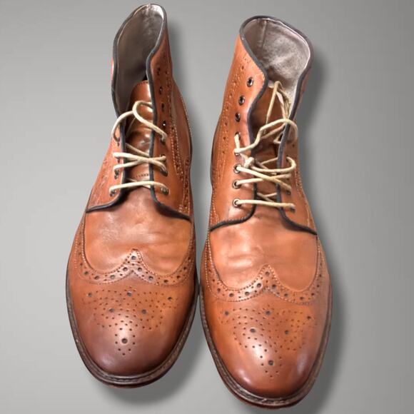Men\'s Sz 12 JOSEPH ABBOUD Brown Leather Wingtip Brogue Boots Excellent Condition main image 6